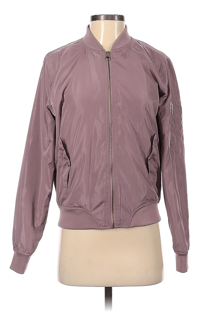 Ci Sono Purple Long Sleeve Bomber Jacket With Pockets Size S